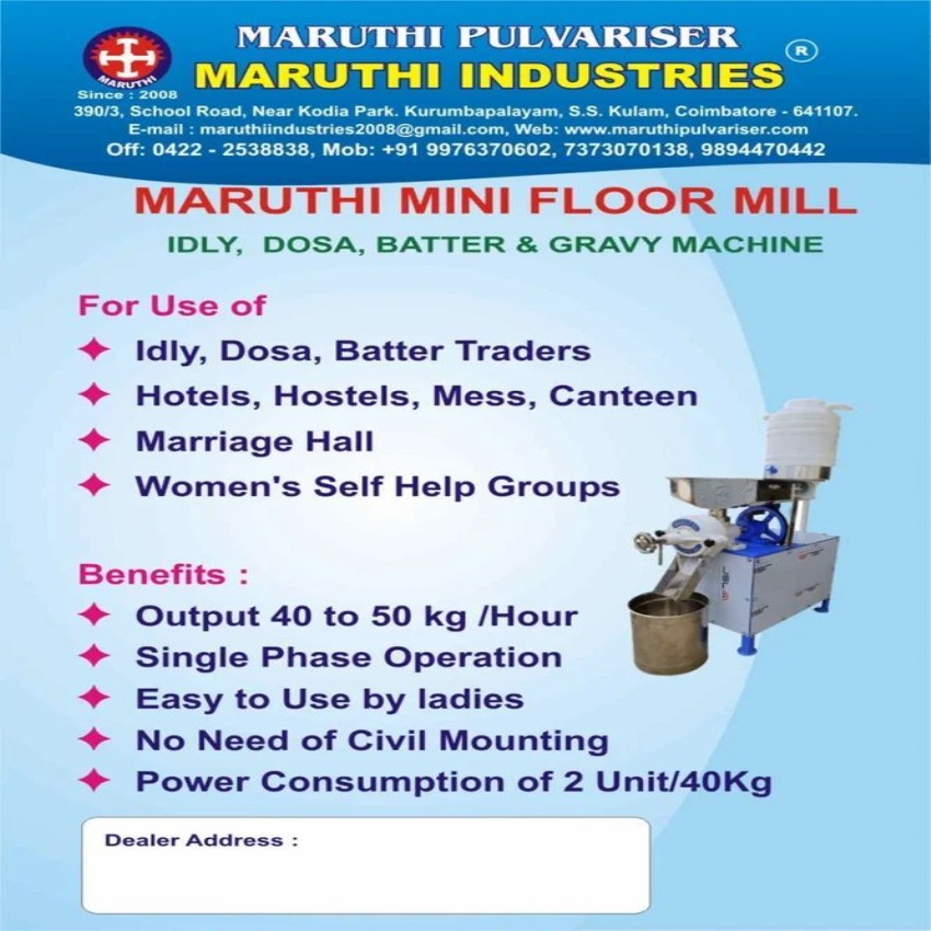 Idly Dosa Batter Machine, 50 kg/hr