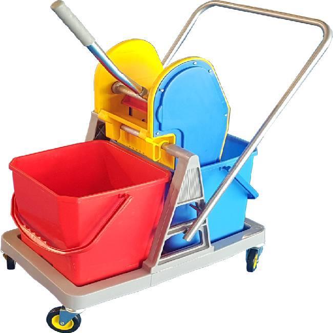 Industrial Double Bucket Wringer Trolley