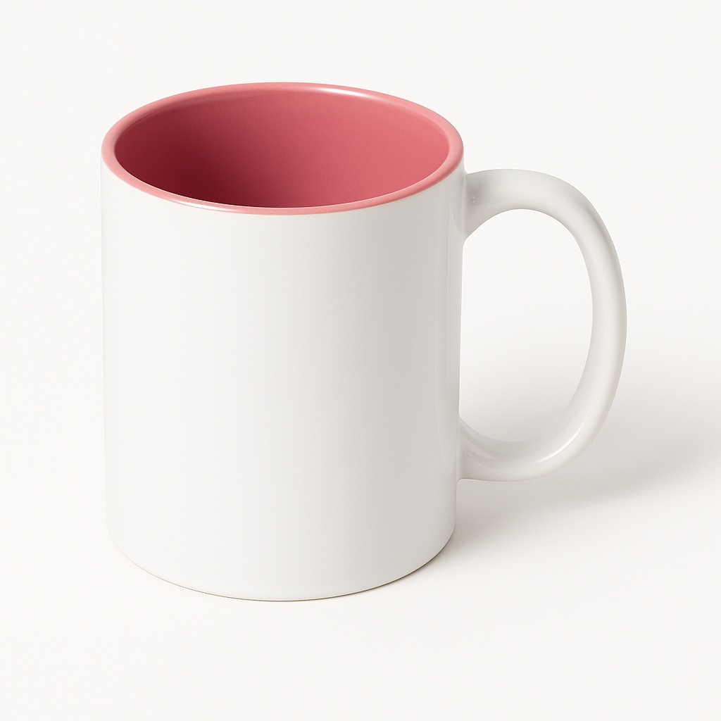White Ceramic Inner Pink Mug