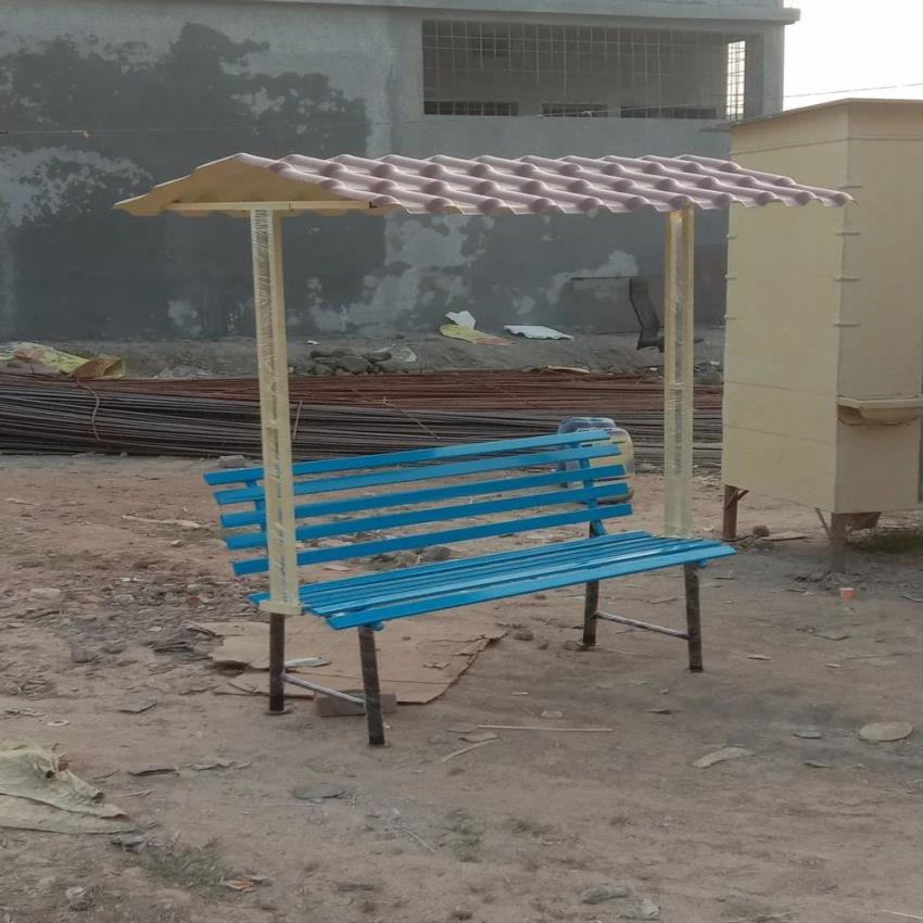 Iron Garden Bench with Canopy