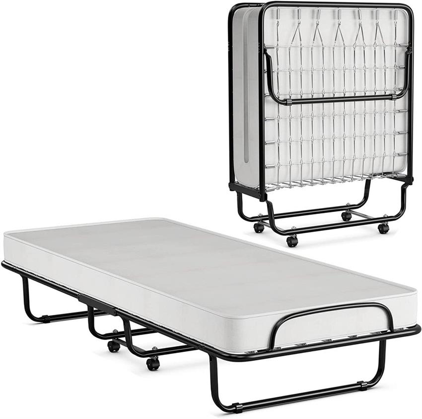Iron Portable Folding Bed with Mattress