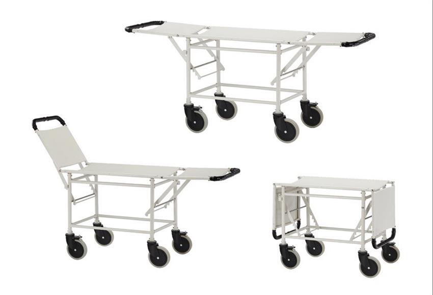 JAIN SURGICAL White 3-Section Foldable Stretcher Trolley