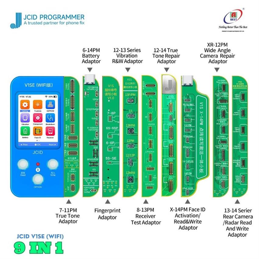 JC VISE Wifi Programmer for iPhone True Tone/Battery/Face ID with 9 Boards