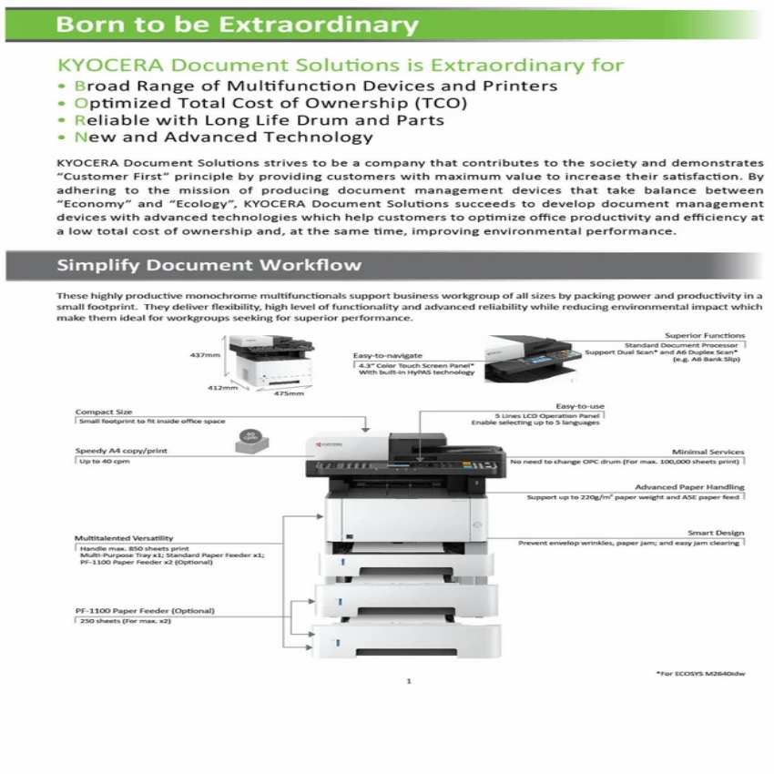 Kyocera PF 1100 Printer Feeder