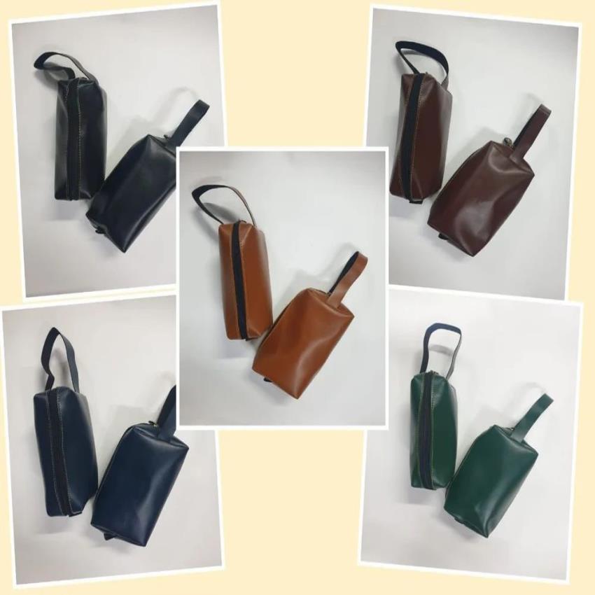 Leather Personal Travel Pouch, Zipper Closure