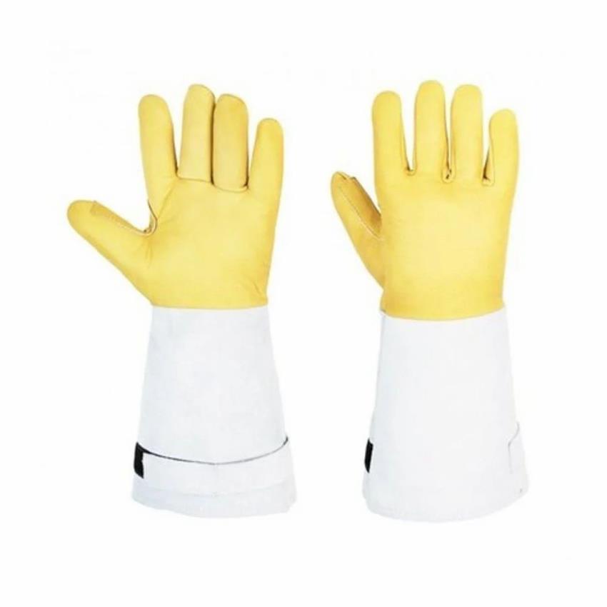 Leather Yellow White Cryogenic Hand Gloves