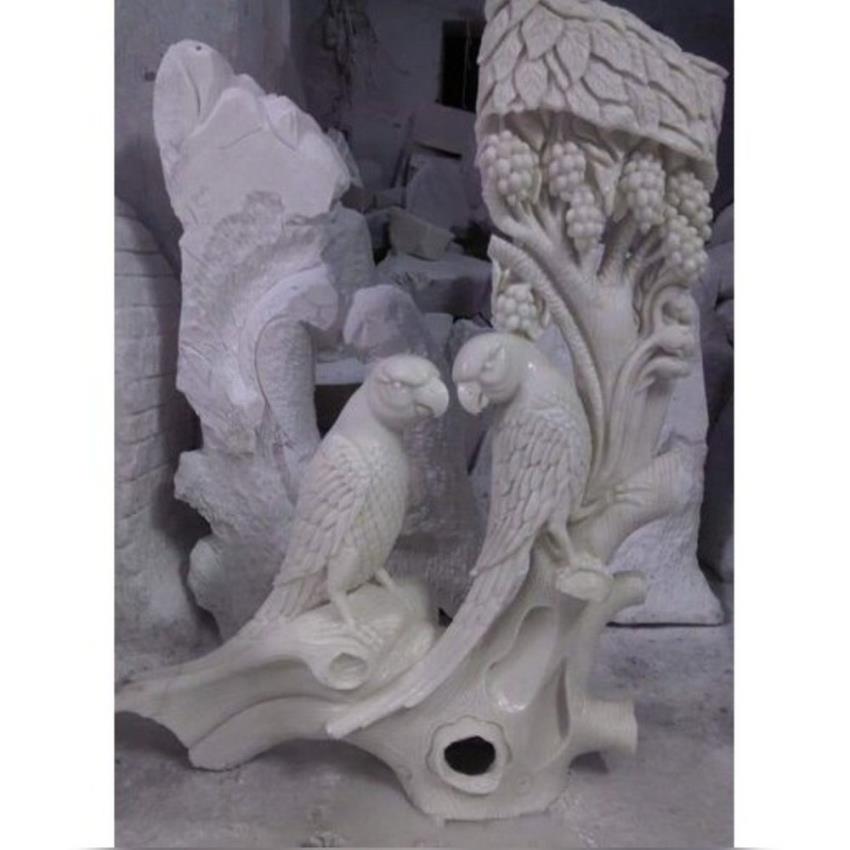 Marble Parrot Sculpture