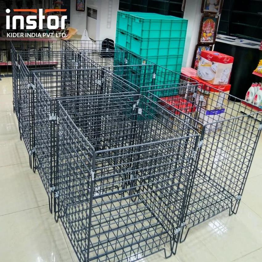 Metallic Chrome Metal Cage Pallets, Rectangular