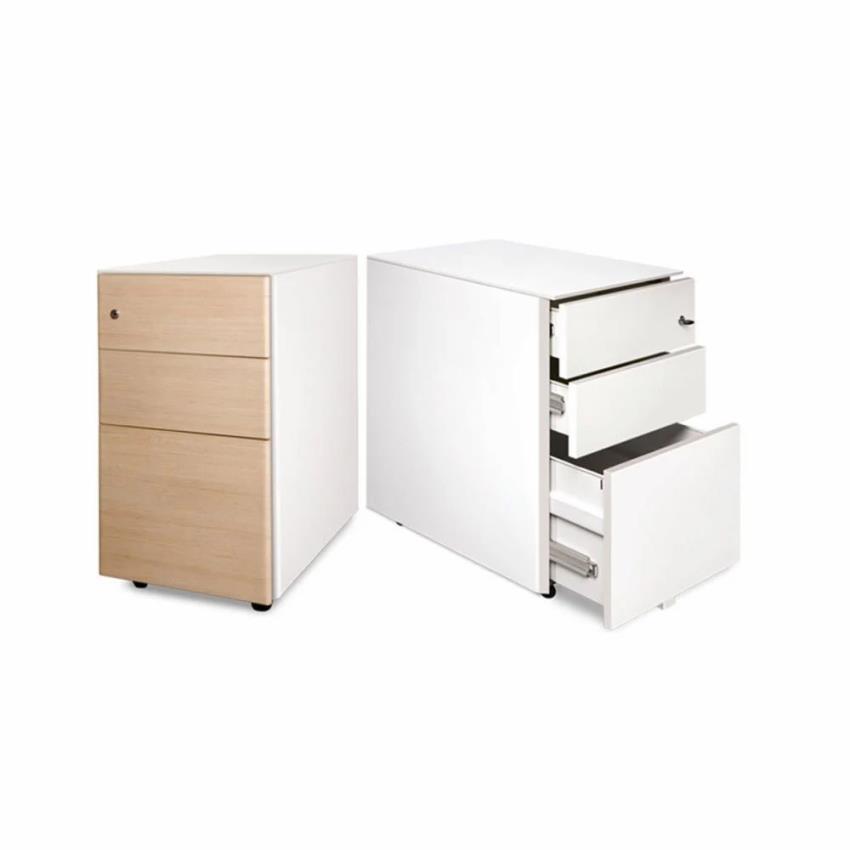 Meta Wooden Powder Coated Free Standing Pedestal with Castors for Office