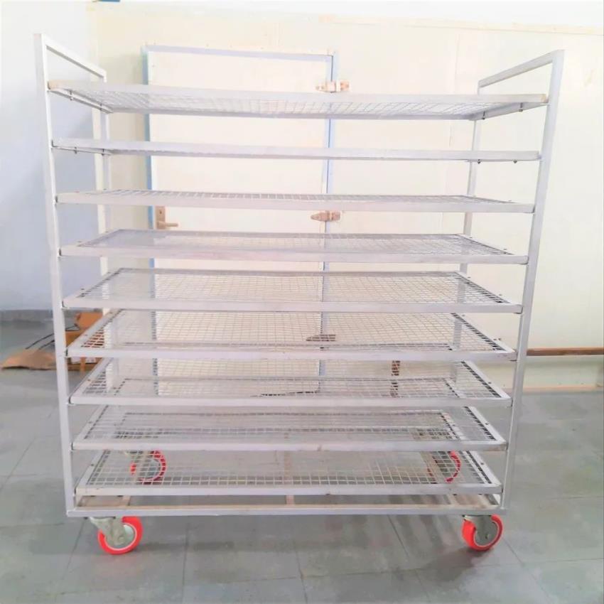 Mild Steel Cooling Trolley, 8 Shelves