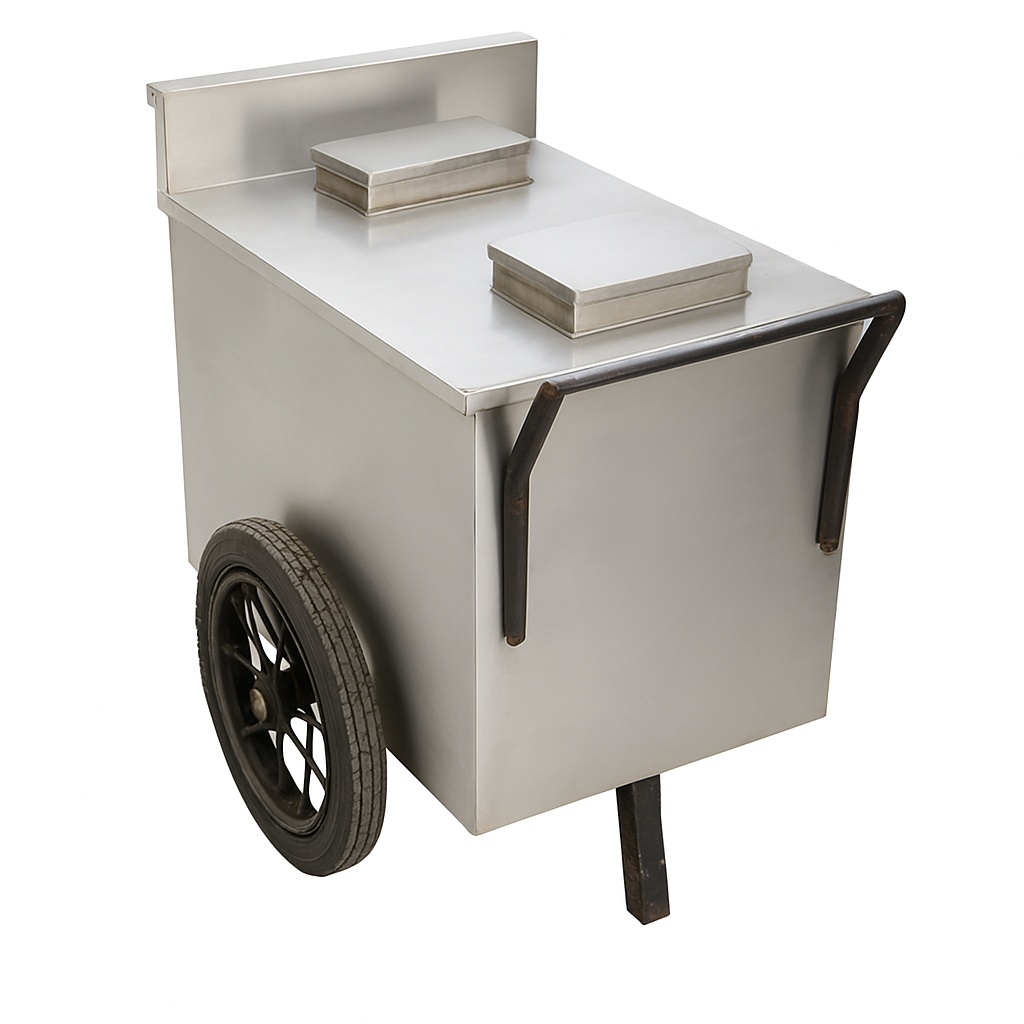 Silver Mild Steel Kulfi Cart