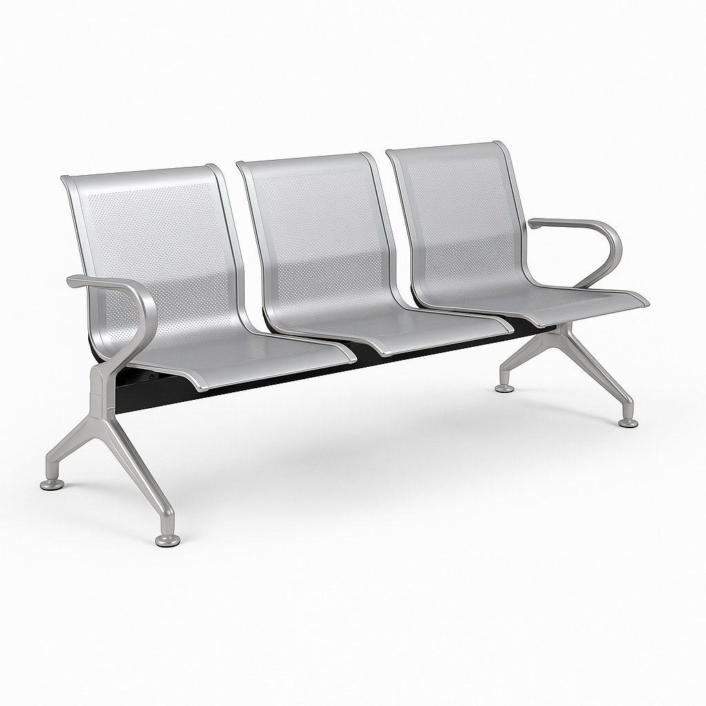 Mild Steel Silver Waiting Chair Desco, Hospital Seating