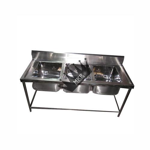 MKE Stainless Steel Three Sink Unit