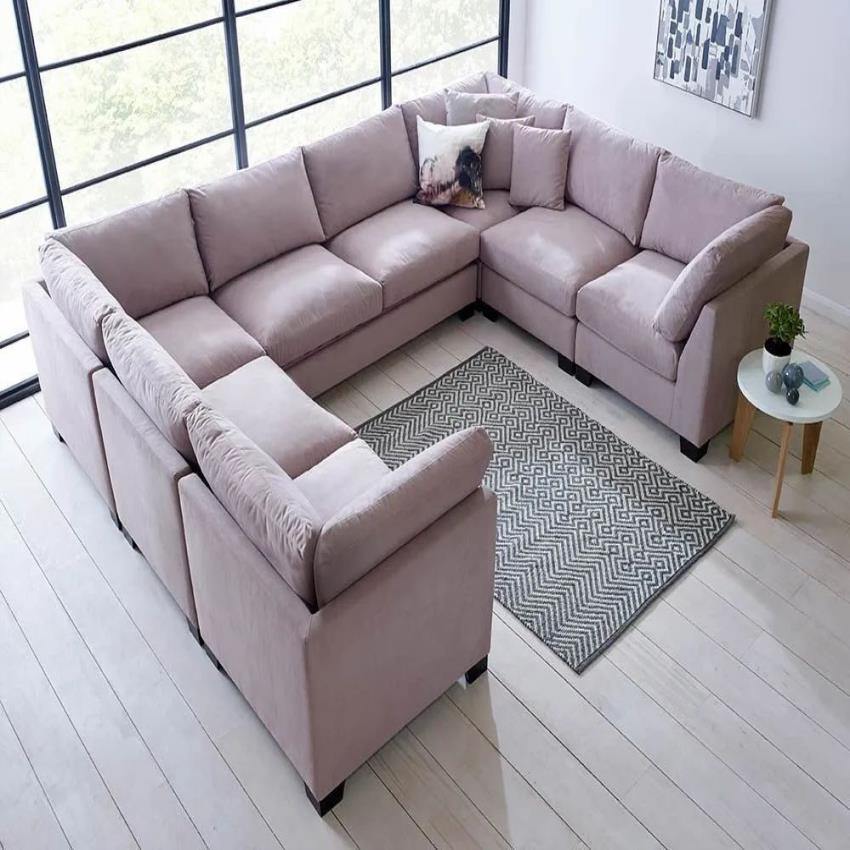 U Shaped PU Foam Wooden Sofa