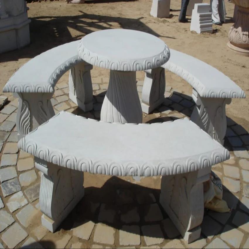 Modern Sandstone Garden Bench Set