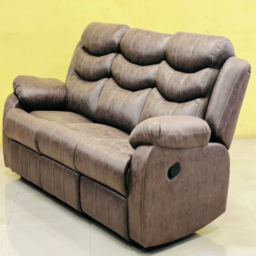 Motorized 3 Seater Fabric Recliner Sofa