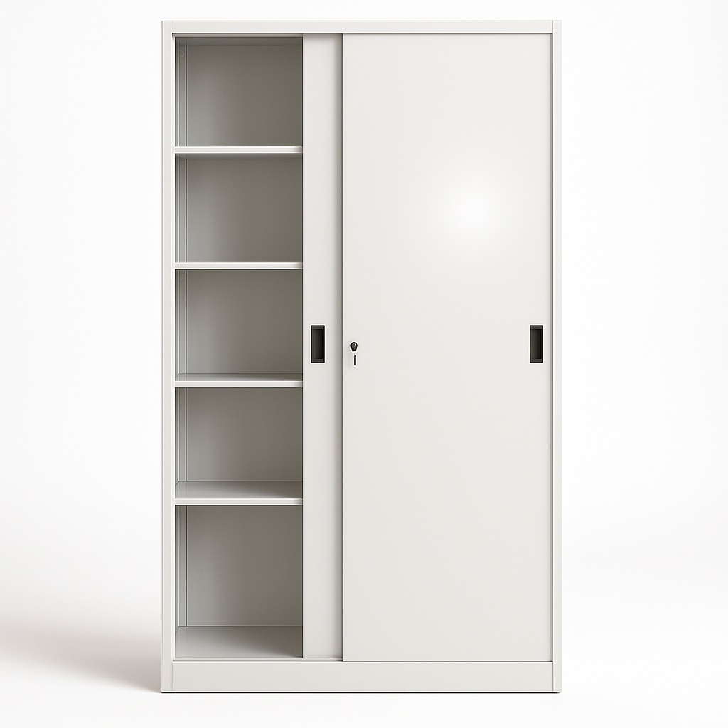 Office Sliding Storage Cupboard, 5 Shelves