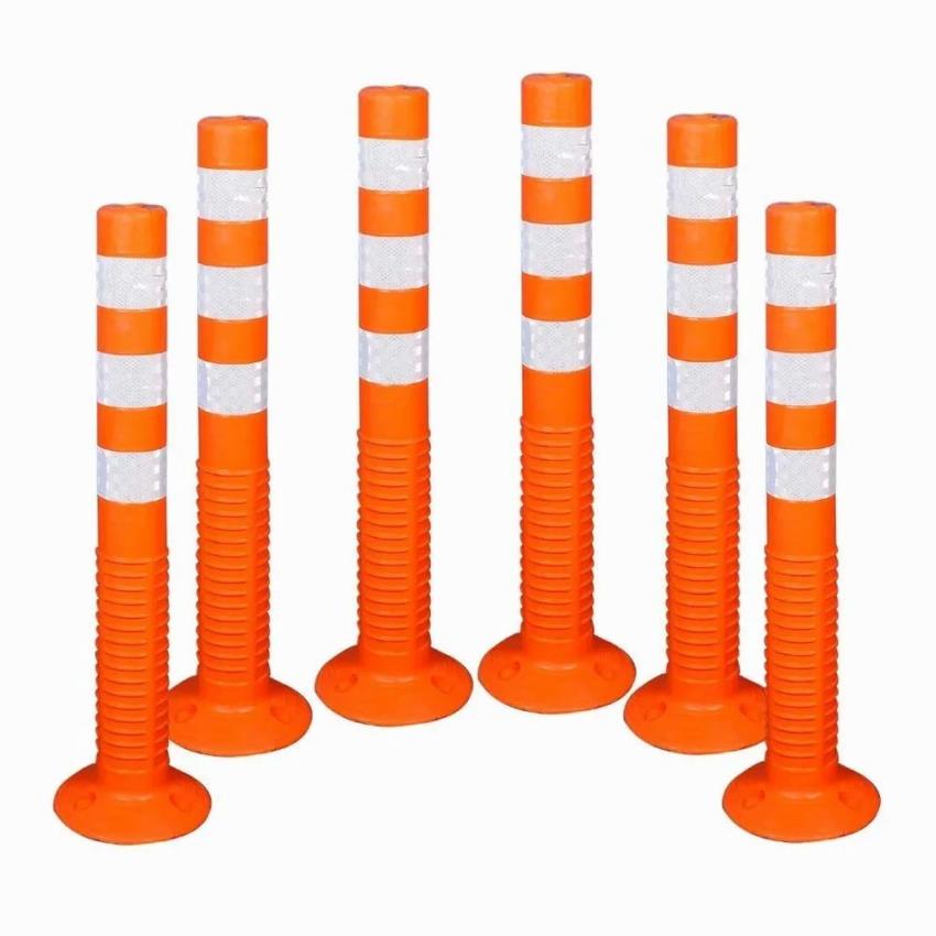 Orange White Plastic Traffic Spring Post