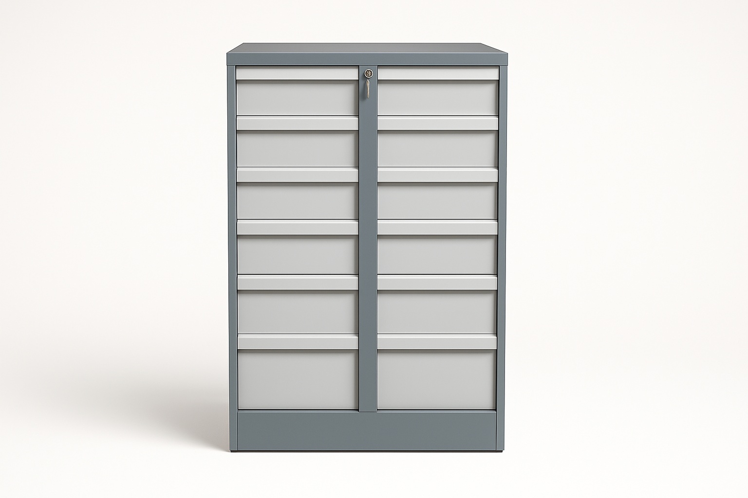 Paint Coated Modern Hardware Storage Cabinet, 7 Drawers, Floor Mount