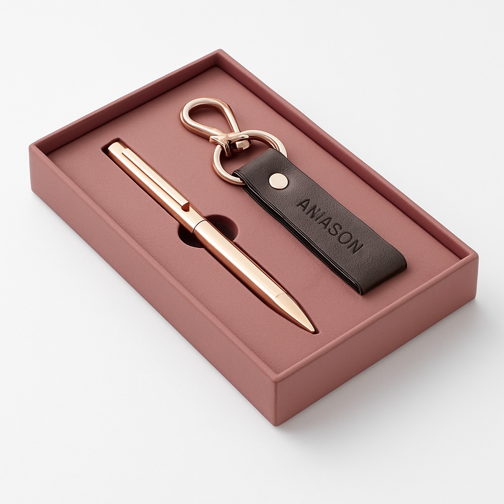 Metal Ballpoint Pen Keychain Set