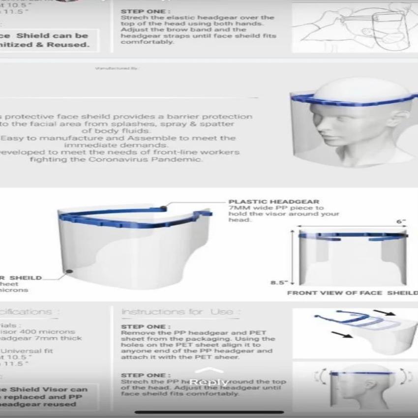 PET Reusable Safety Face Shield