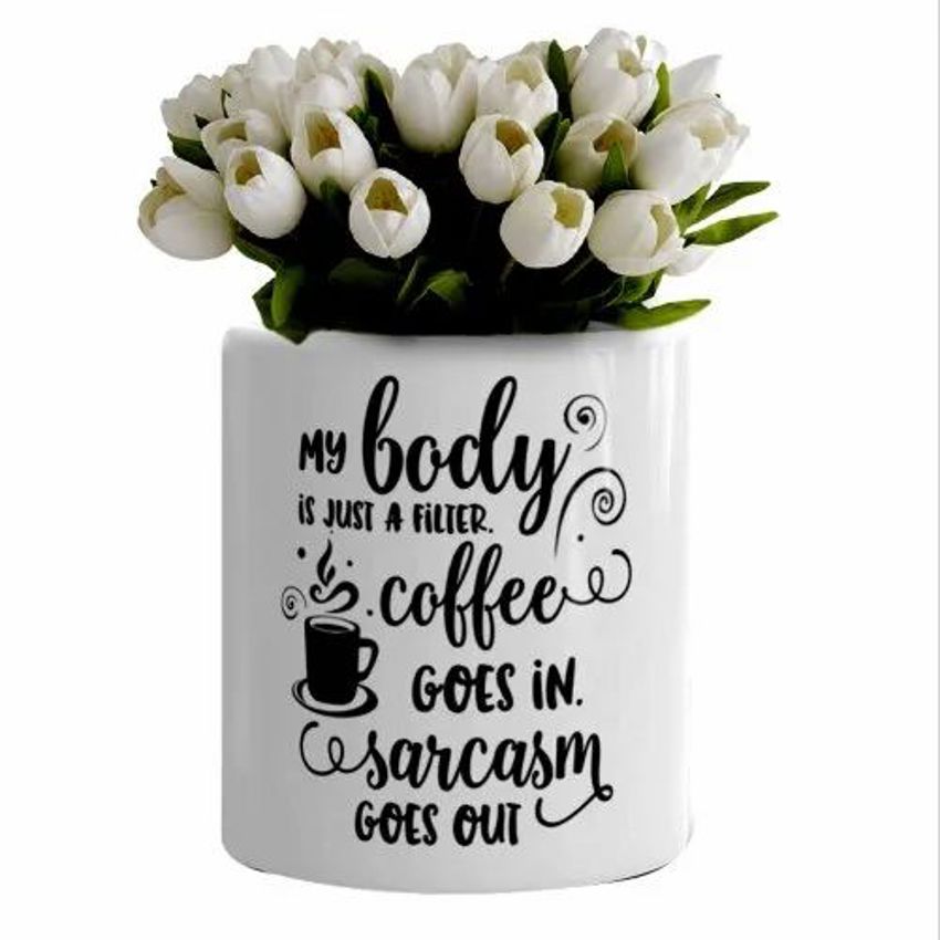 Plain Ceramic Vision Flower Vase White Mug