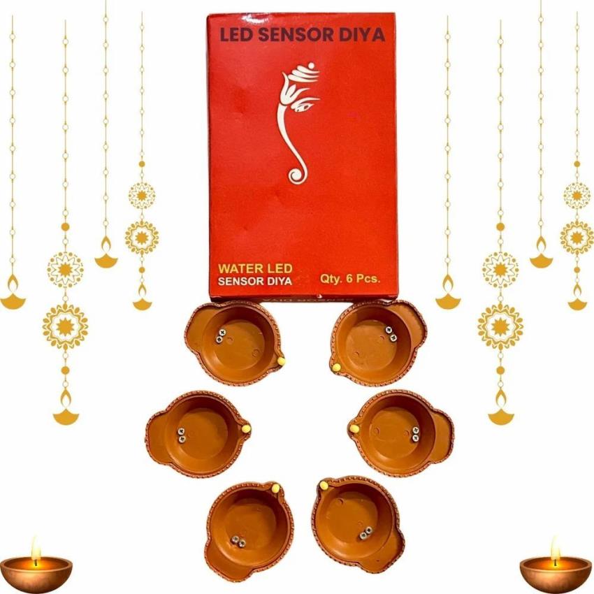 Plastic Diwali Water Sensor Diya - Silver Finish