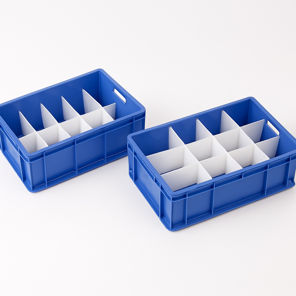 Blue Plastic Industrial Partition Crates