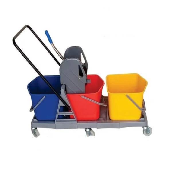 Plastic Triple Bucket Trolley for Hospitals