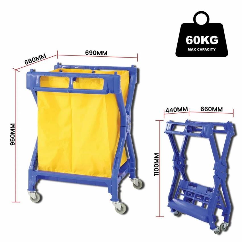 Plastic X Shape Industrial Laundry Cart