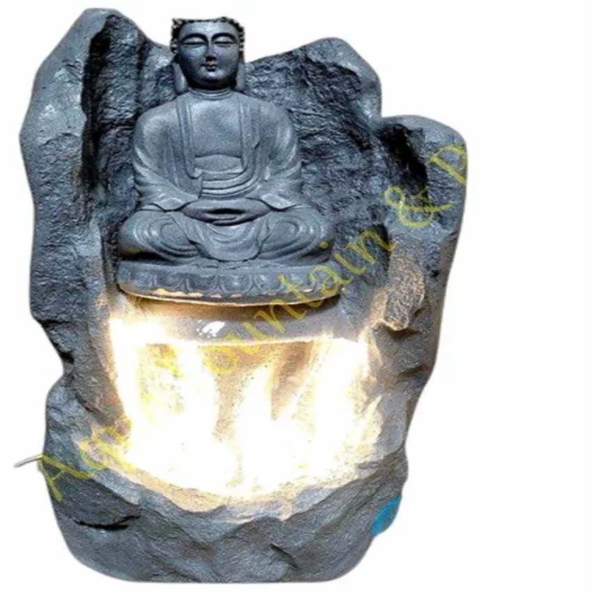 Polystone Fiber Buddha Water Feature Device