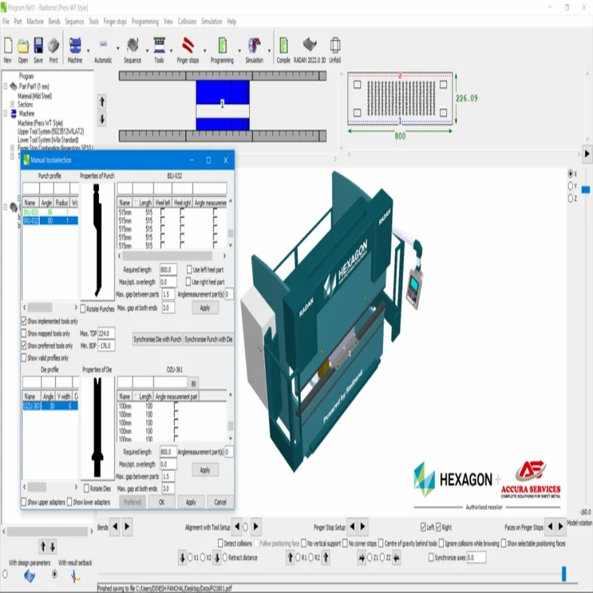 RADAN Radbend Press Brake Machine Software