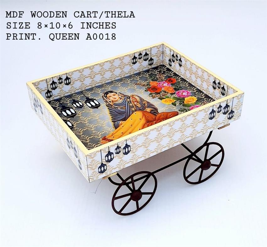 Rectangle Brown MDF Decorative Wooden Cart Platter