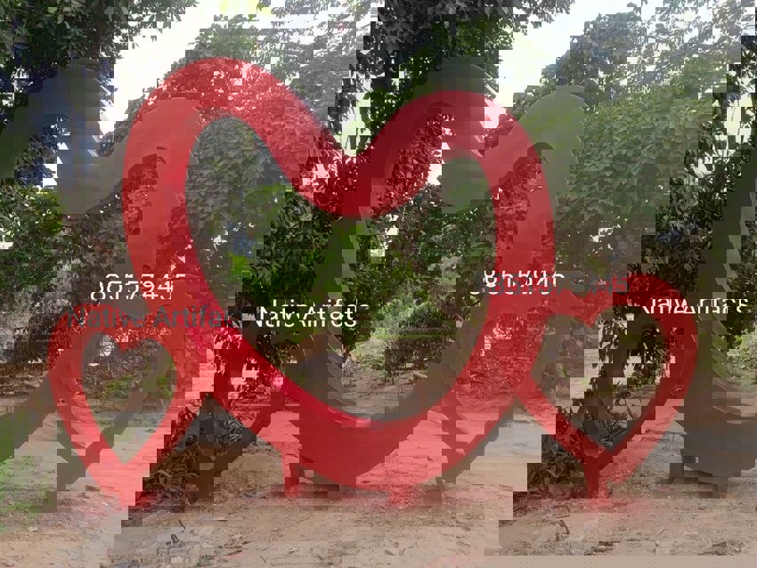 Red FRP Heart Sculpture, For Exterior Decor