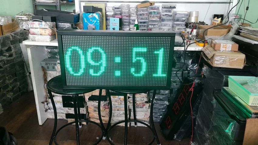 Red Metal Production Clock