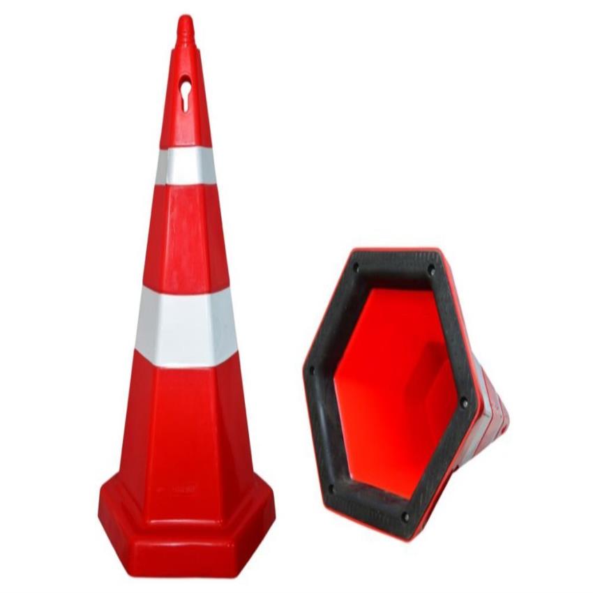 Red PVC Hexagonal Traffic Cone 750mm