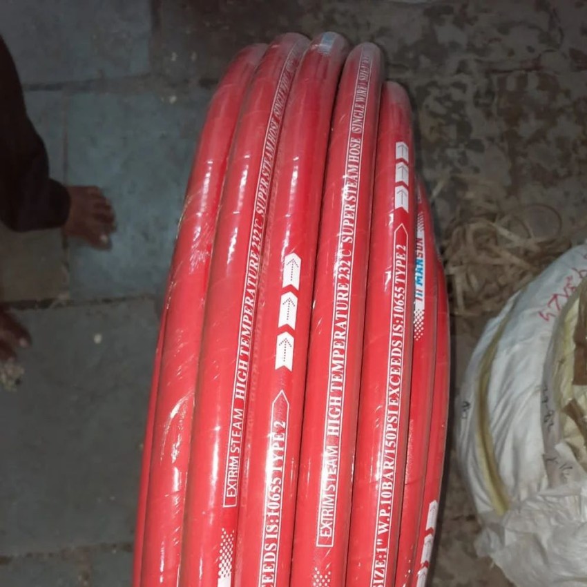Red Steam Rubber Hose, 50 Ft