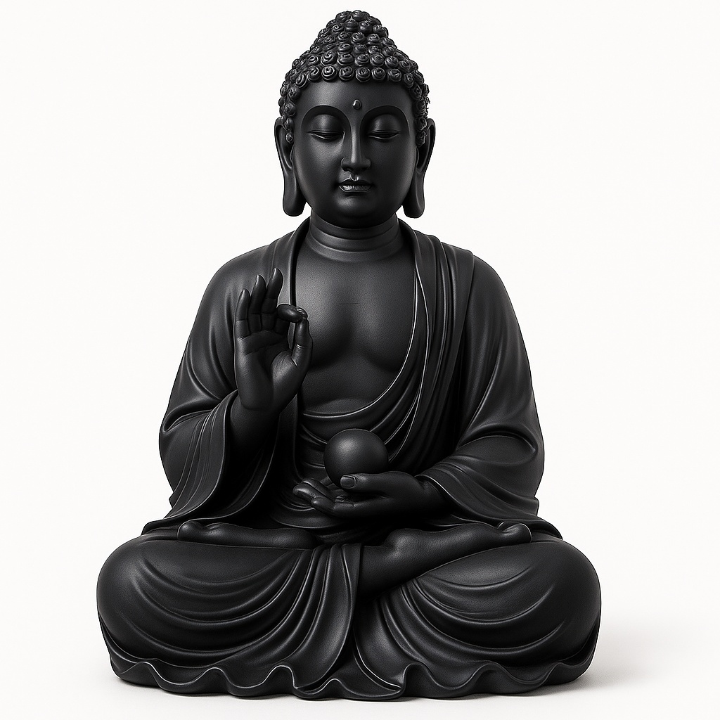 Resin Religious Black Buddha Figurine
