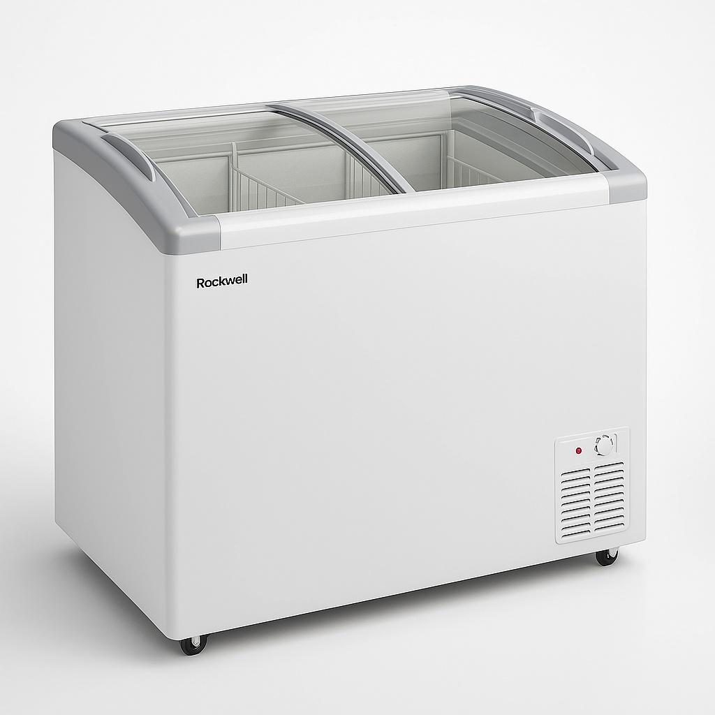 Rockwell 185Ltr, Curved Glass Green Freezer