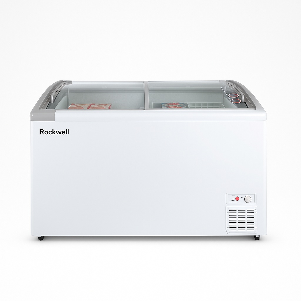 Rockwell 285Ltr, Curved Glass Green Freezer