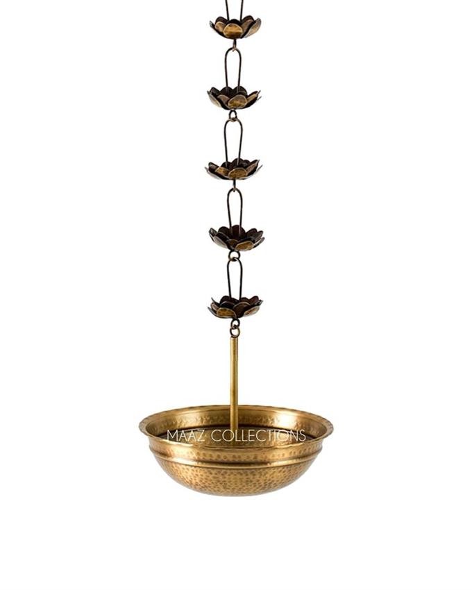 Round Iron Hanging Urli Decoration Bowl (Gold)