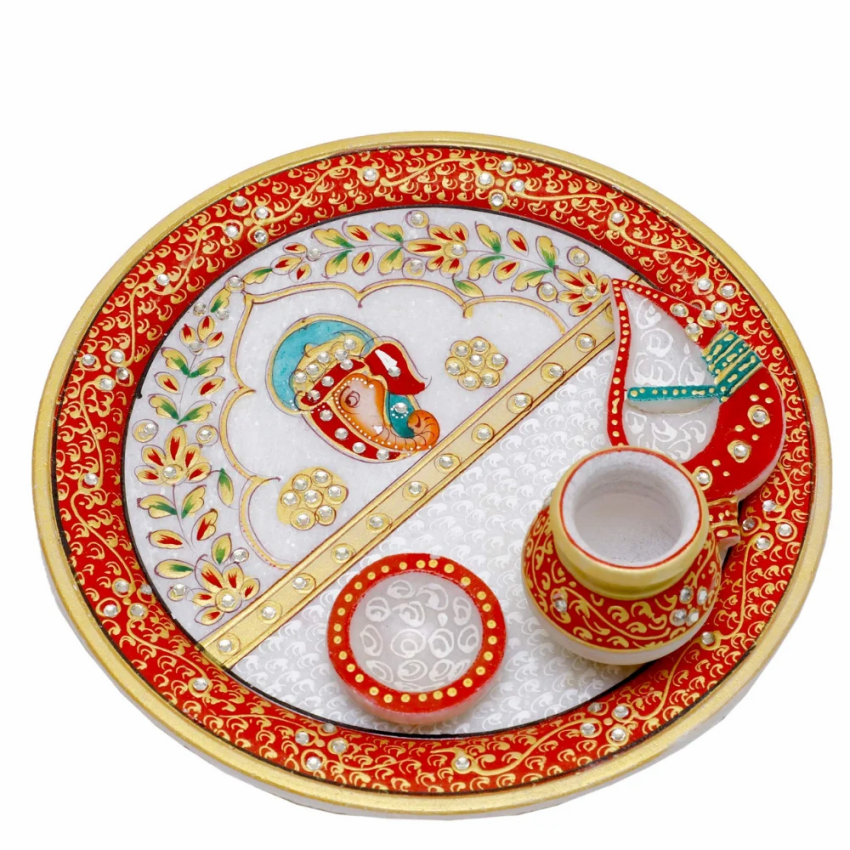 Polished Round Marble Thali