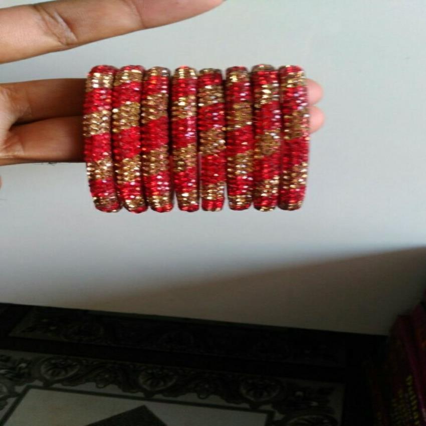 Designer Red Glass Bangles, 2 Inch
