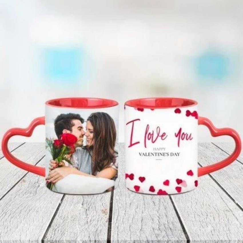 Round White Sublimation Heart Handle Mug
