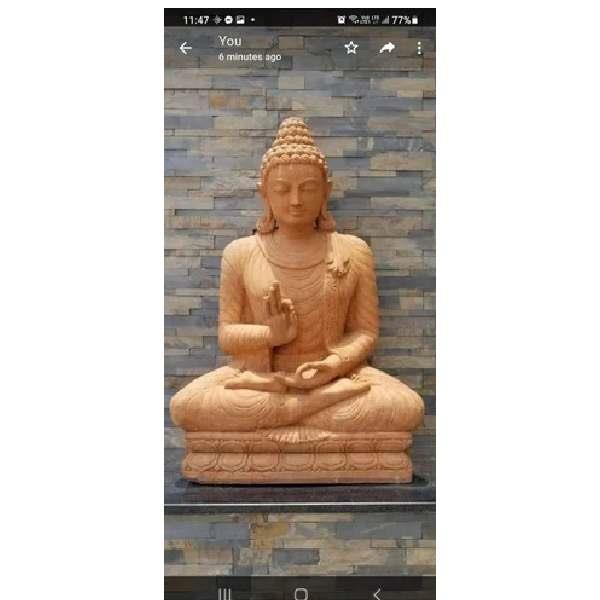 Red Sandstone Buddha Sculpture