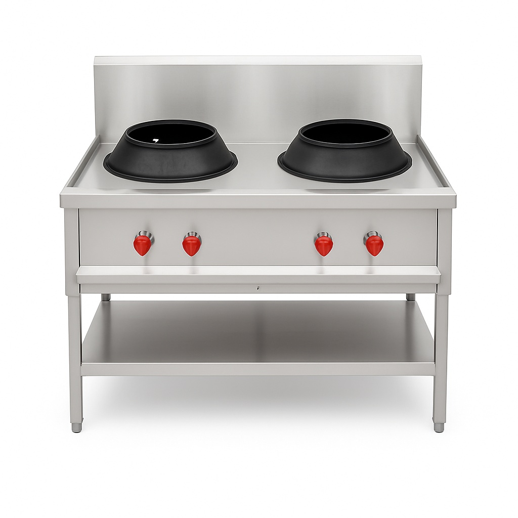 Commercial Silver Double Burner