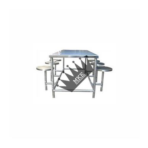 Silver Stainless Steel Dining Table, 6-Seater Rectangular