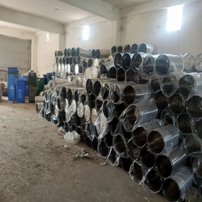 Silver Stainless Steel Dustbin Pair