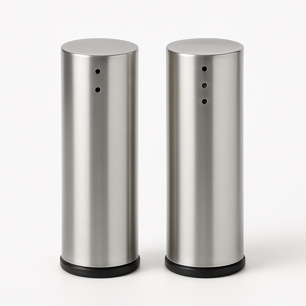 Silver Stainless Steel Salt & Pepper Set