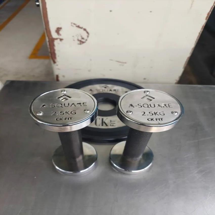 Silver Steel Olympic Dumbbell and Plates